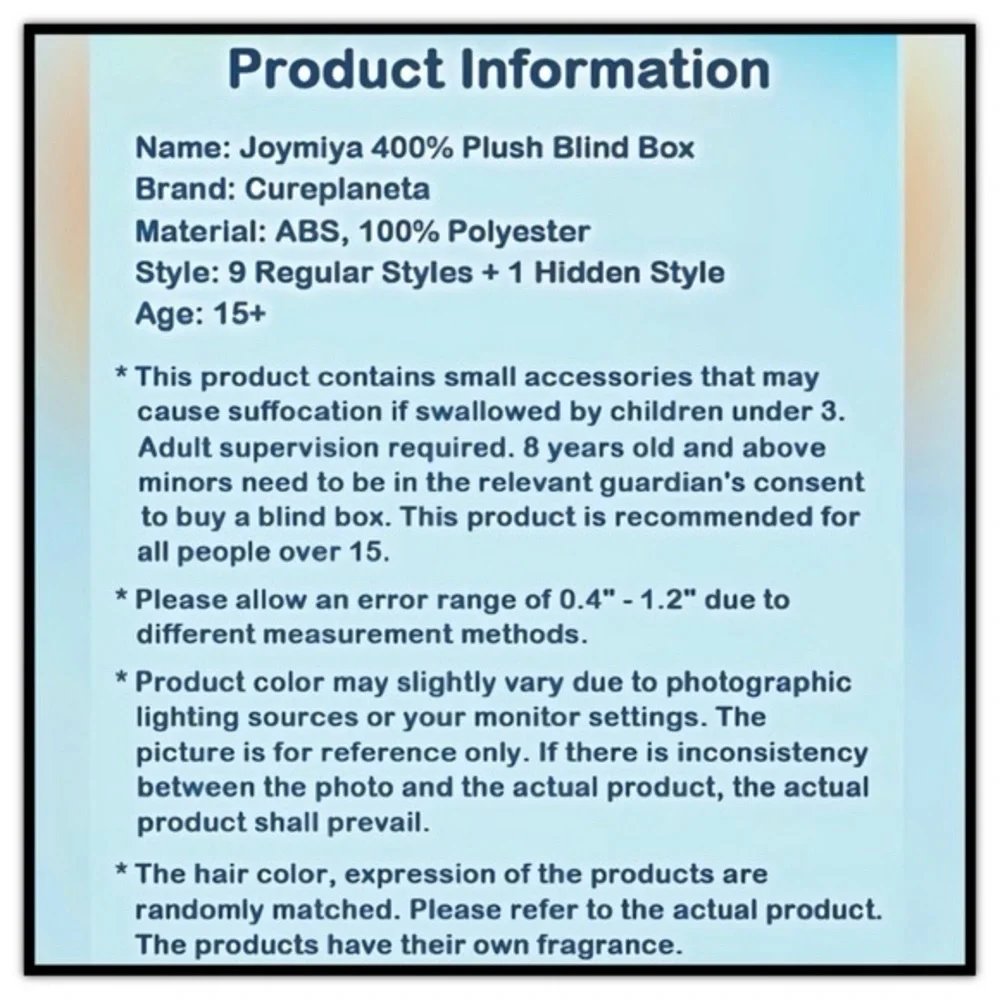 Baby Three Joymiya 400% Big Plush Blind Box - Picture 14 of 17